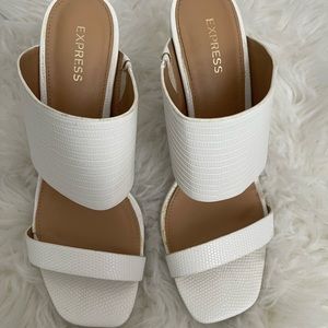 Express White Heeled Mules